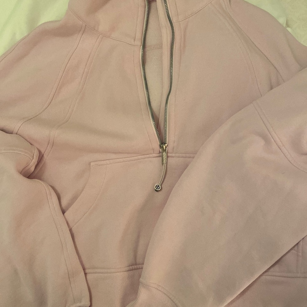 Baby Pink Lululemon Quarter Zip Scuba, Hooded